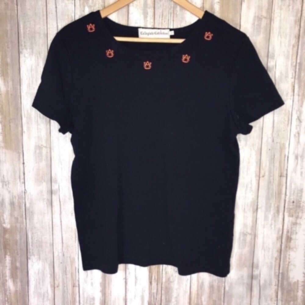 Auburn Tigers Embroidered Logo Tee Navy Women’s Large NCAA Shirt